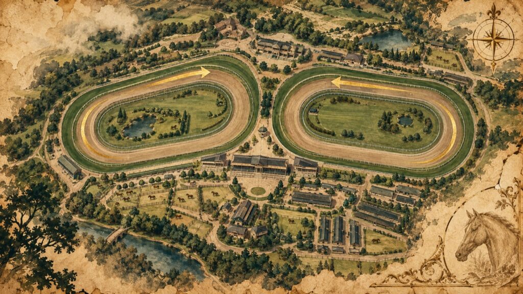 右回りと左回り｜競馬場の俯瞰図