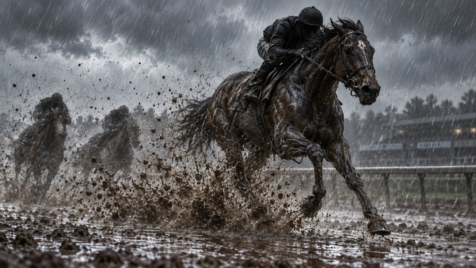 雨の日の競馬｜泥を跳ね上げる馬